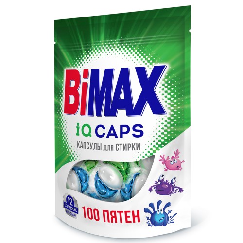 Капсулы для стирки BiMax 100 пятен doy-pack, 12 шт